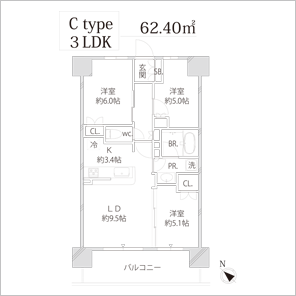 BLESS宮崎台（ブレス宮崎台）間取りCタイプ