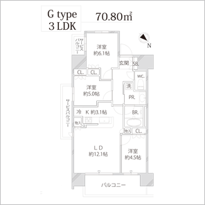 BLESS宮崎台（ブレス宮崎台）間取りGタイプ